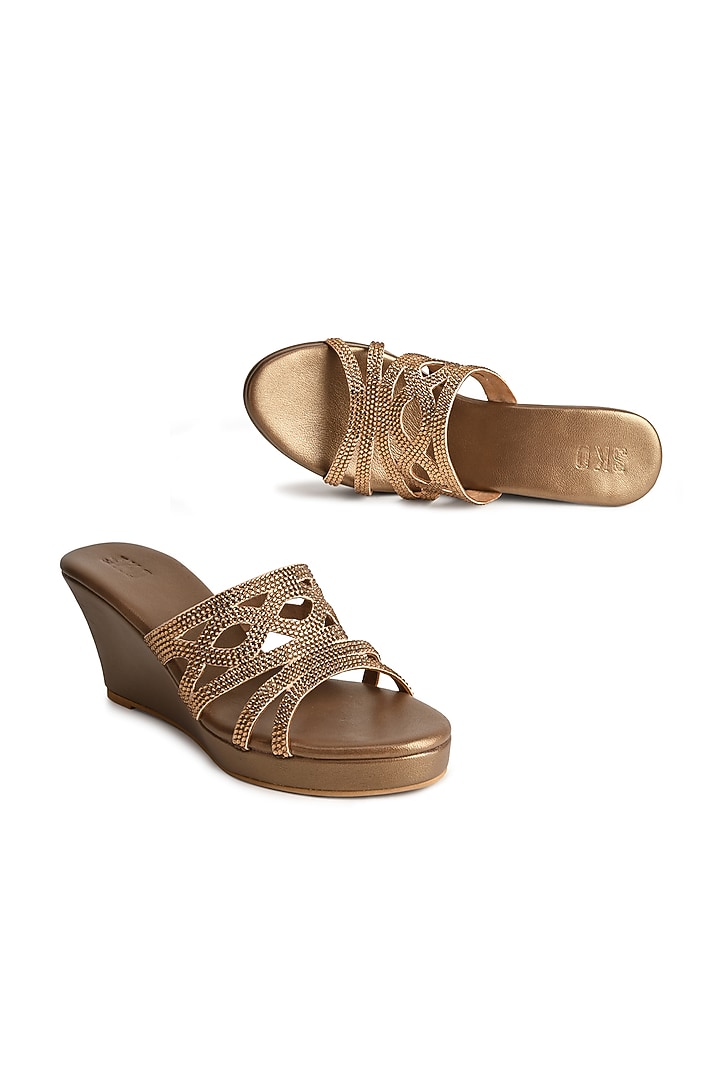 Copper Sole Sheet Crystal Work Wedges by SKO at Pernia's Pop Up Shop