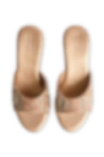 Gold Sole Sheet Mirror Embroidered Wedges by SKO at Pernia's Pop Up Shop