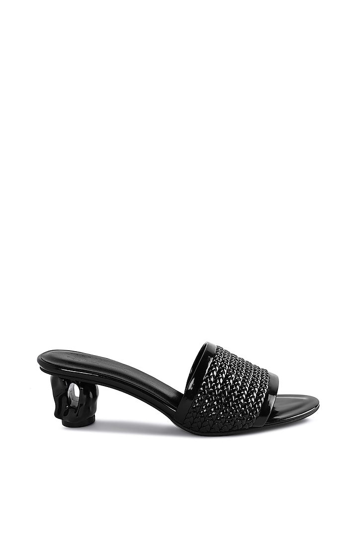 Black Sole Sheet Braided Mules by SKO at Pernia's Pop Up Shop
