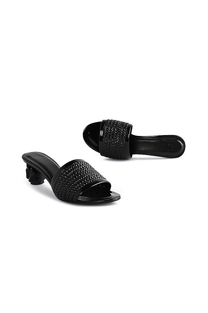 Black Sole Sheet Braided Mules by SKO at Pernia's Pop Up Shop