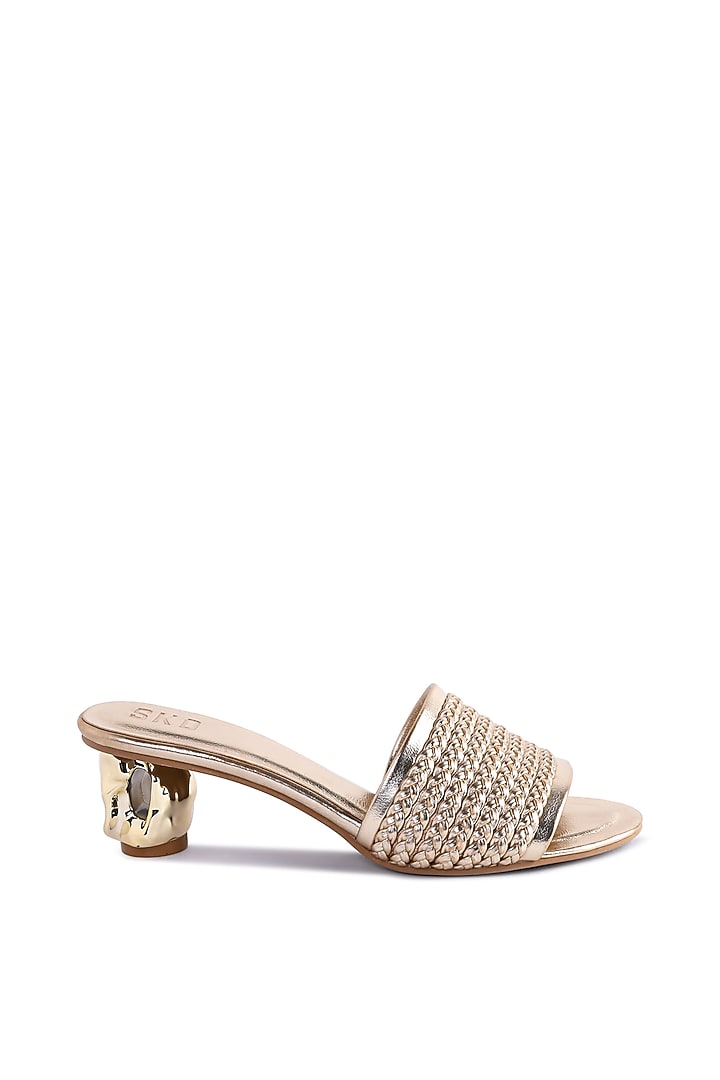 Metallic Gold Sole Sheet Braided Heels by SKO at Pernia's Pop Up Shop