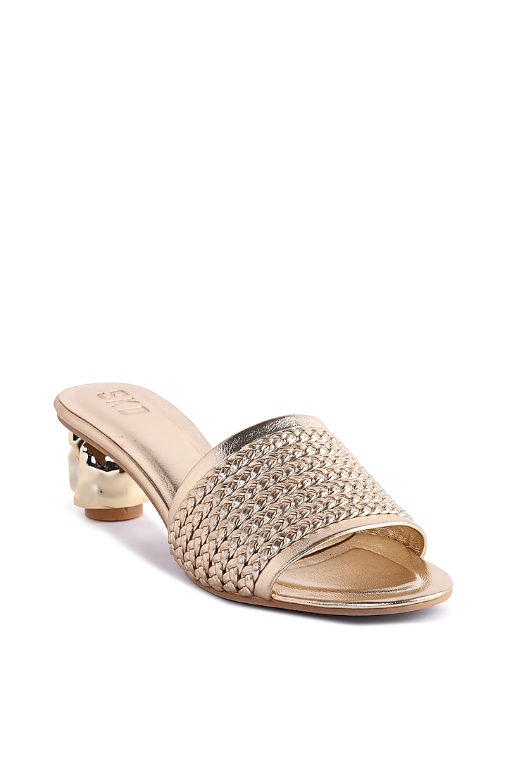Metallic Gold Sole Sheet Braided Heels by SKO at Pernia's Pop Up Shop