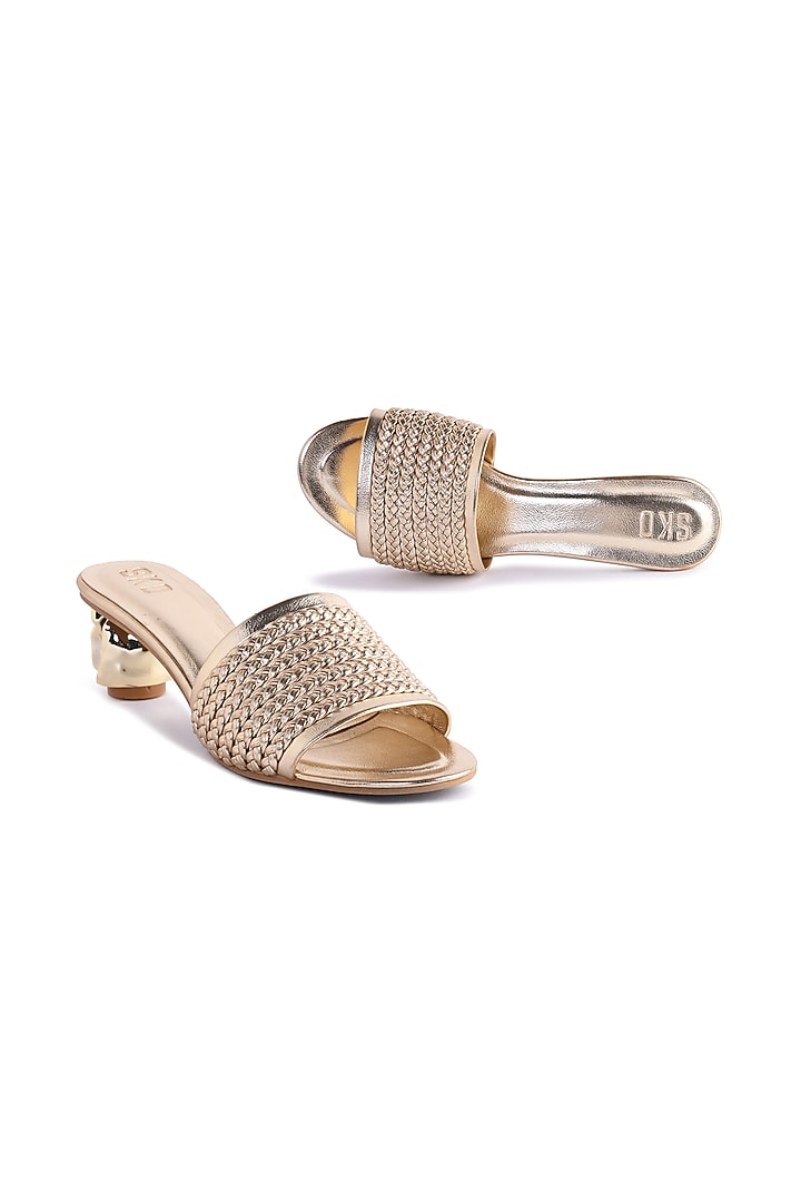 Metallic Gold Sole Sheet Braided Heels by SKO at Pernia's Pop Up Shop