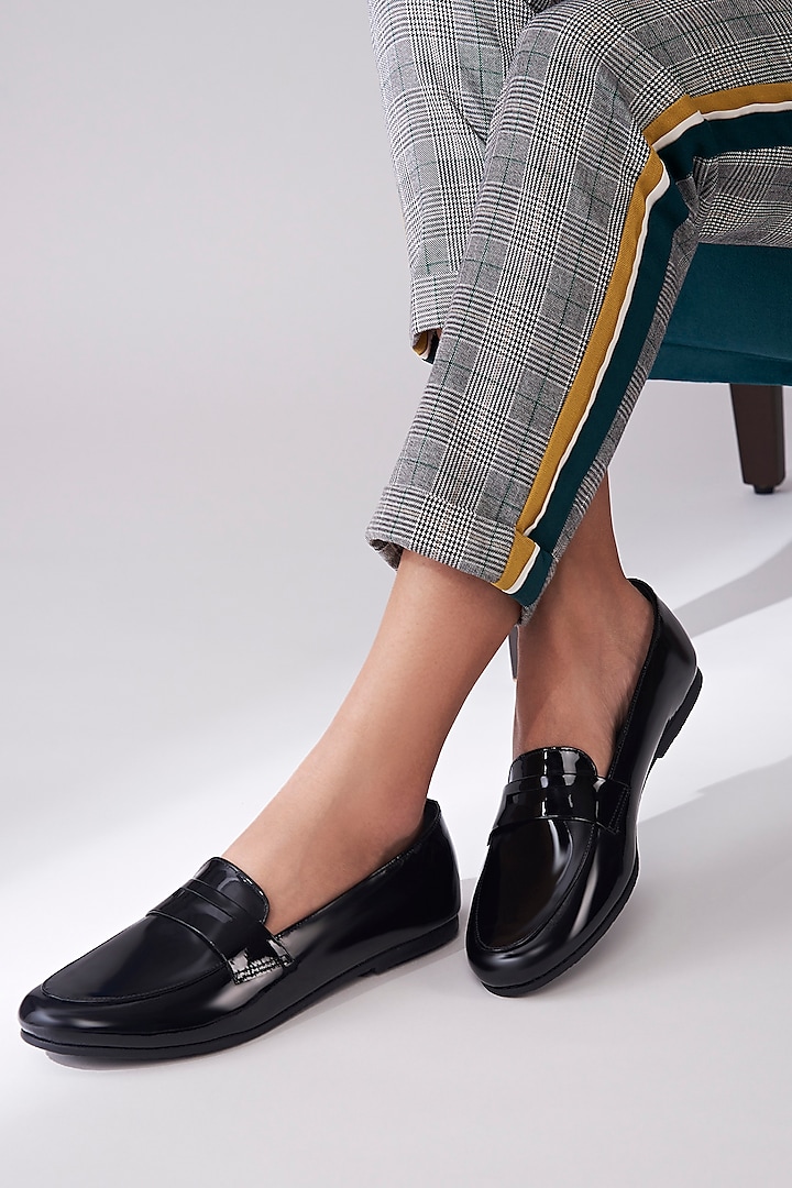Black Patent Leather Handmade Penny Loafers by SKO at Pernia's Pop Up Shop