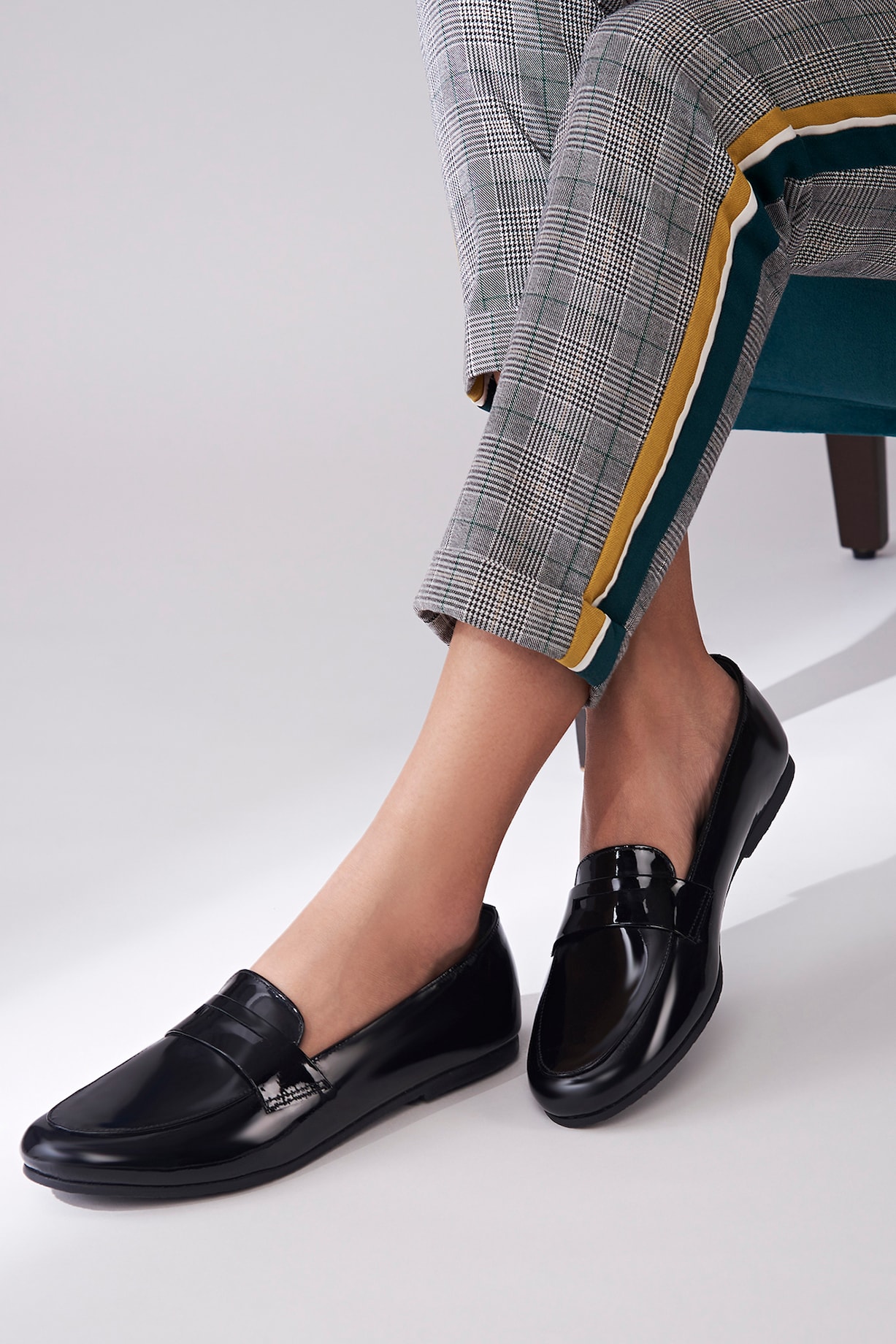 Black Patent Leather Handmade Penny Loafers by SKO at Pernia's Pop