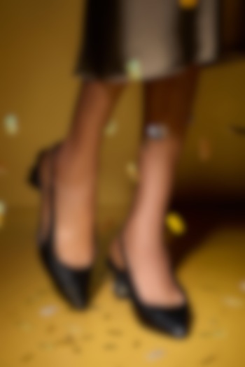 Black Vegan Leather Handmade Heels by SKO at Pernia's Pop Up Shop