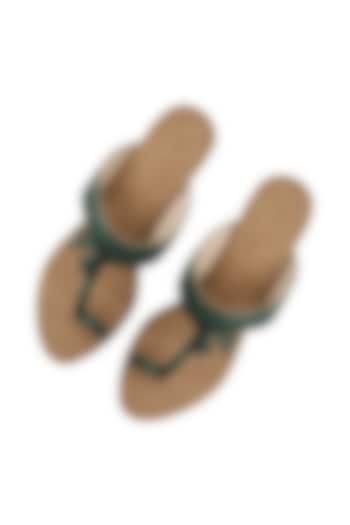 Green & Brown Kolhapuri Heels by SKO at Pernia's Pop Up Shop