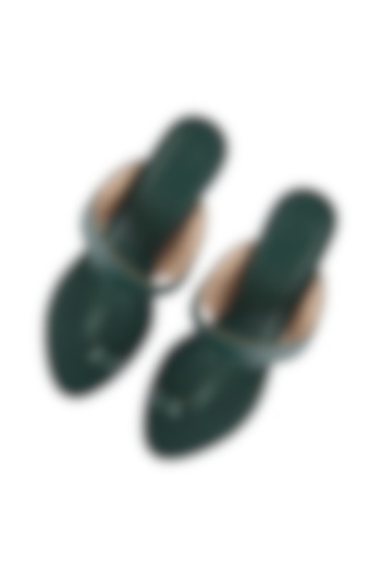 Dark Green Kolhapuri Heels by SKO at Pernia's Pop Up Shop
