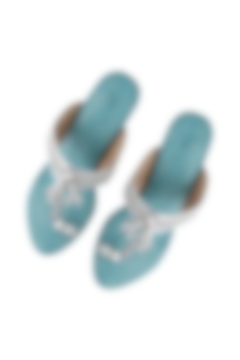 Blue & Silver Kolhapuri Heels by SKO at Pernia's Pop Up Shop