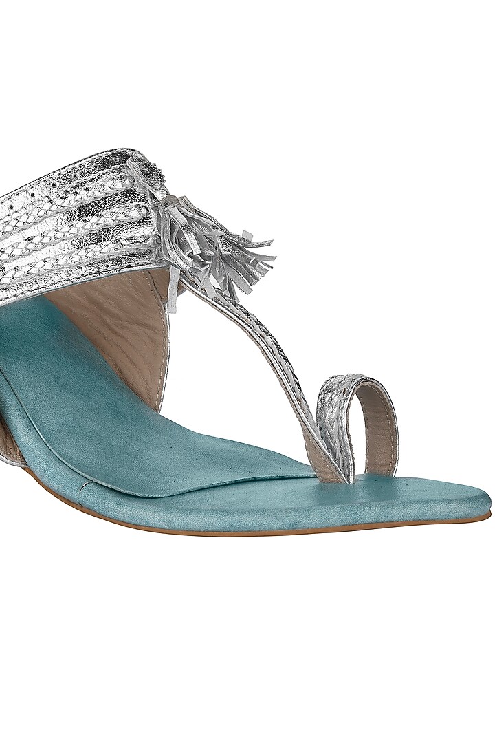 Blue & Silver Kolhapuri Heels by SKO at Pernia's Pop Up Shop