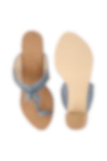 Blue Leather Kolhapuri Heels by SKO at Pernia's Pop Up Shop