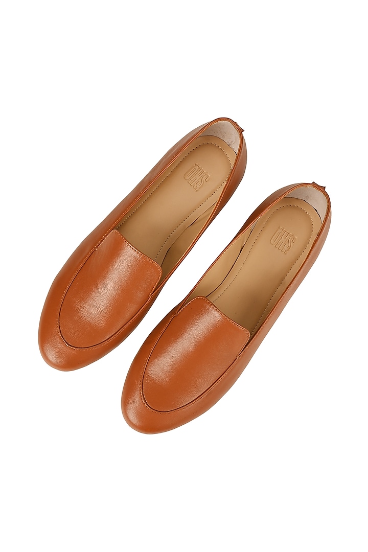 Tan Brown Leather Loafers by SKO