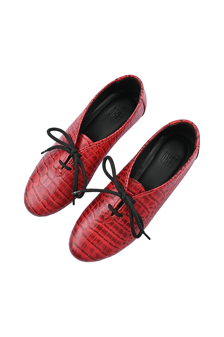 Red Leather Croc Shoes by SKO