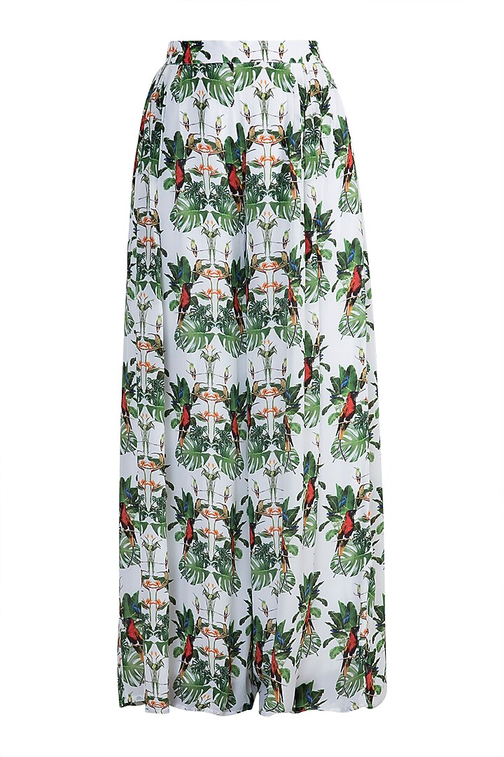 White Embroidered Printed Kurta With Pants by Sourabh Kant Shrivastava at Pernia's Pop Up Shop