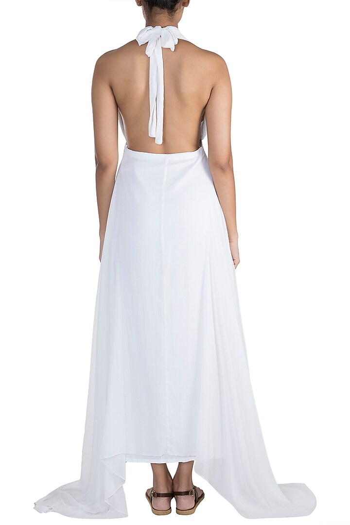 White High-Low Flared Gown by Sourabh Kant Shrivastava at Pernia's Pop Up Shop