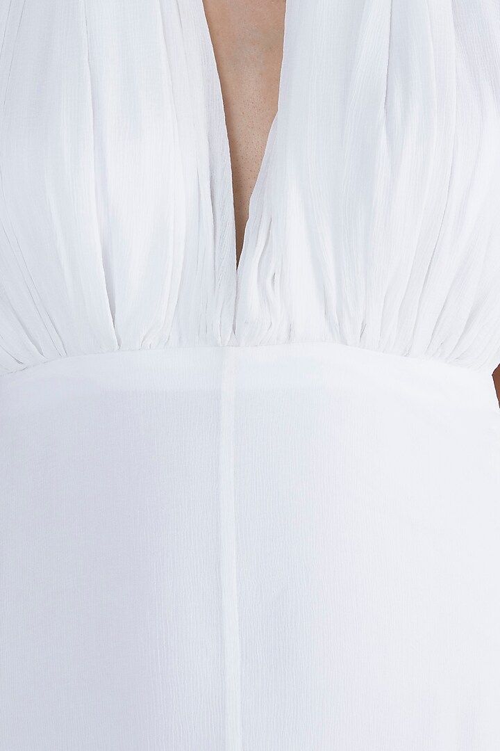 White High-Low Flared Gown by Sourabh Kant Shrivastava at Pernia's Pop Up Shop