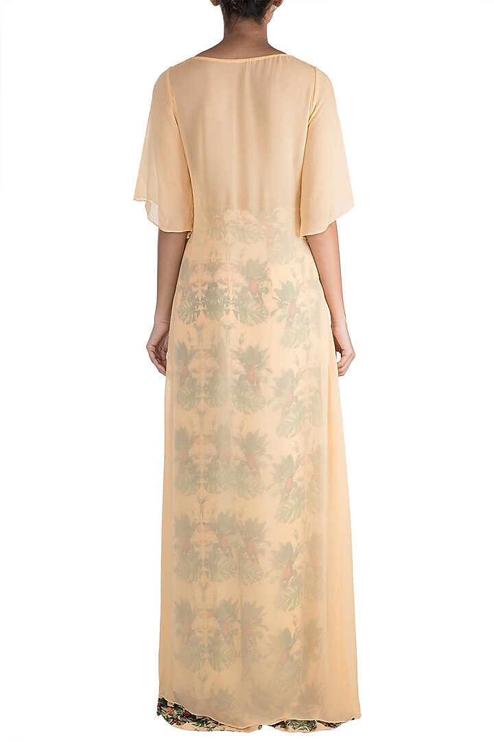 Peach Tunic With Digital Printed Pants by Sourabh Kant Shrivastava at Pernia's Pop Up Shop