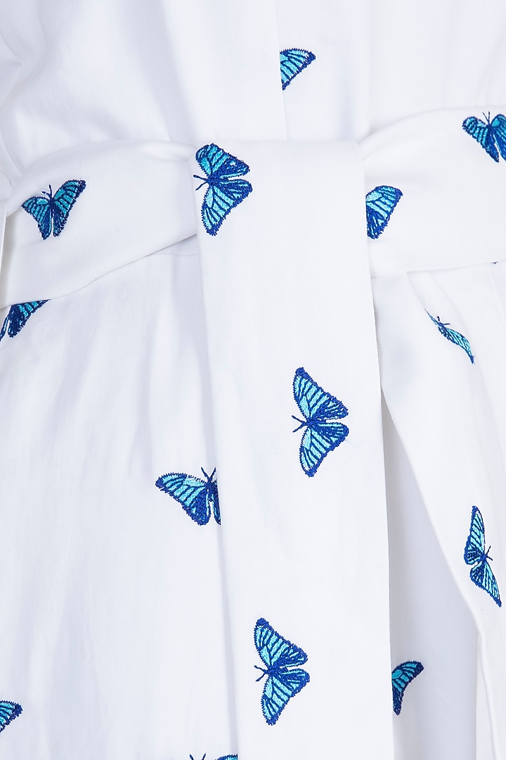 White Butterfly Embroidered Jumpsuit by Sourabh Kant Shrivastava at Pernia's Pop Up Shop