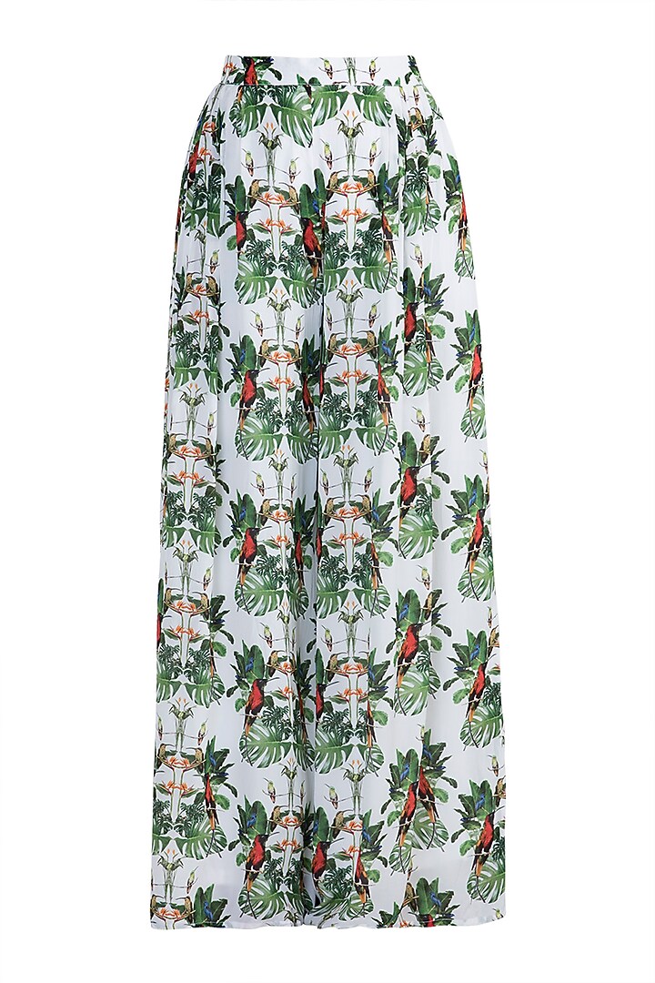 White Digital Printed Kaftan Top With Pants by Sourabh Kant Shrivastava at Pernia's Pop Up Shop