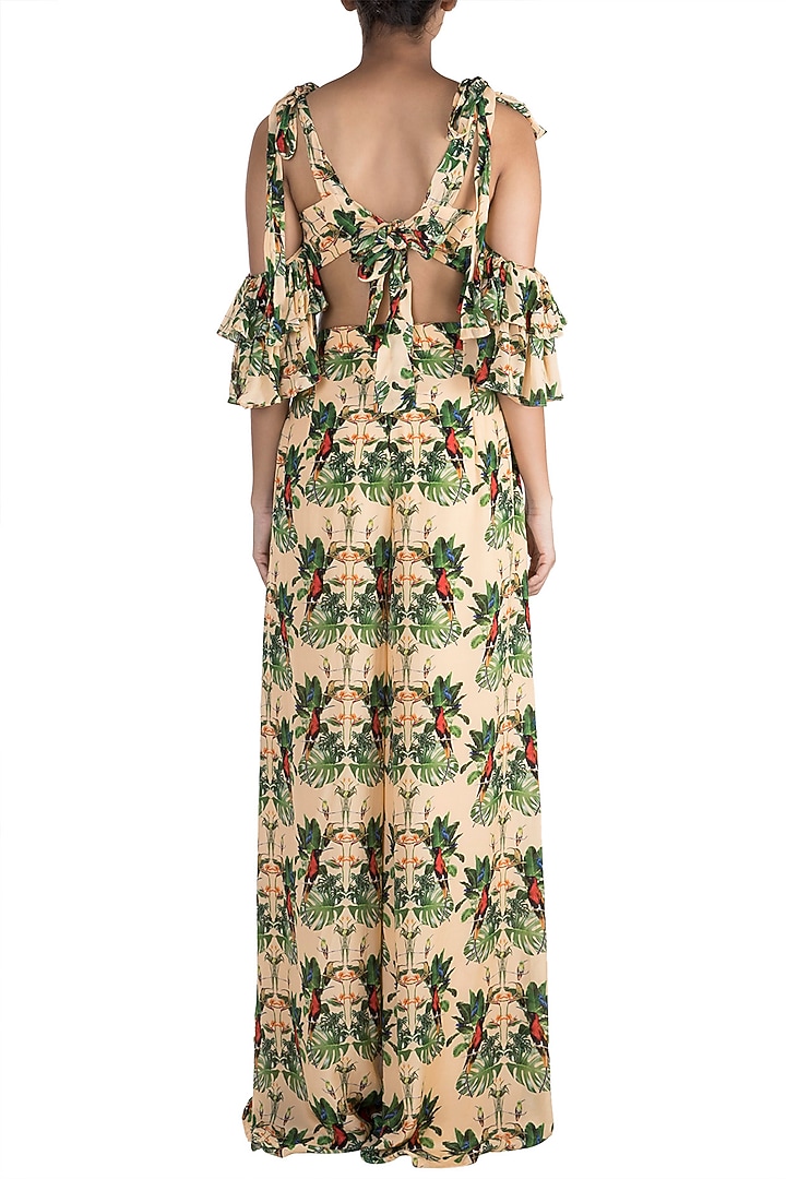 Peach Digital Printed Top With Pants by Sourabh Kant Shrivastava at Pernia's Pop Up Shop