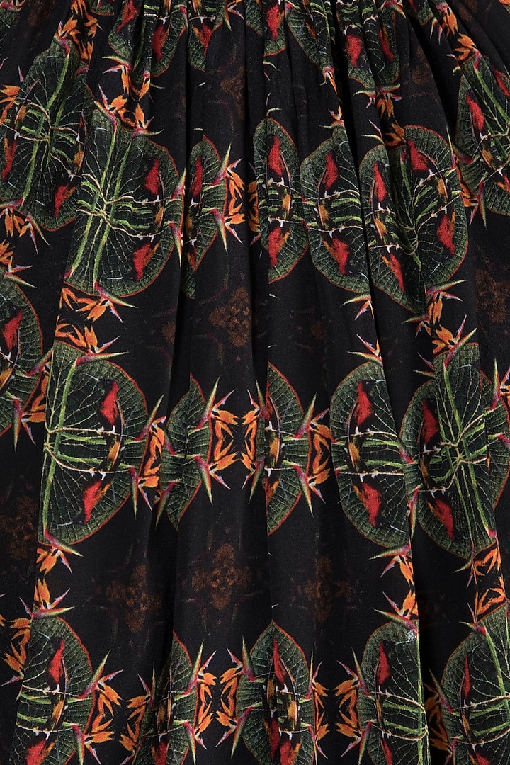 Black Digital Printed Maxi Vacation Dress by Sourabh Kant Shrivastava at Pernia's Pop Up Shop