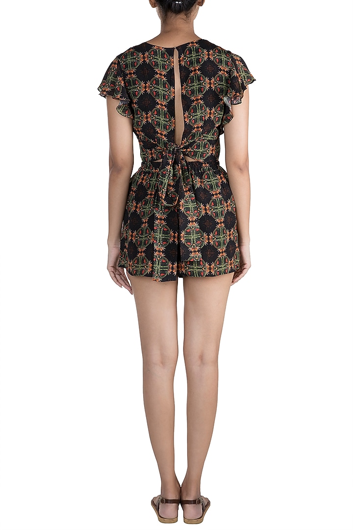 Black Digital Printed Top With Shorts by Sourabh Kant Shrivastava at Pernia's Pop Up Shop