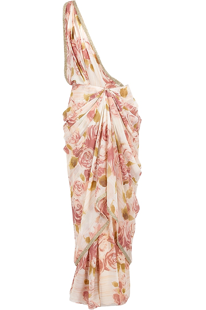 Jardin blush draped sari available only at Pernia's Pop-Up Shop.