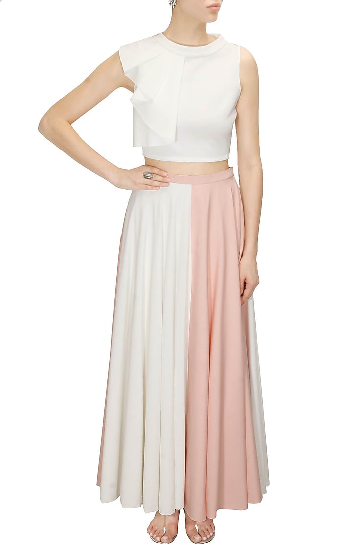 Half and half pink and ivory maxi skirt available only at Pernia's Pop Up Shop.