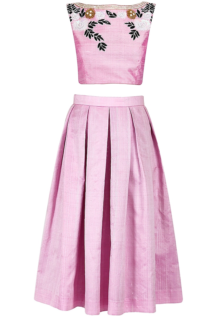 Candy floss midi skirt and crop top set by Sonal Kalra Ahuja