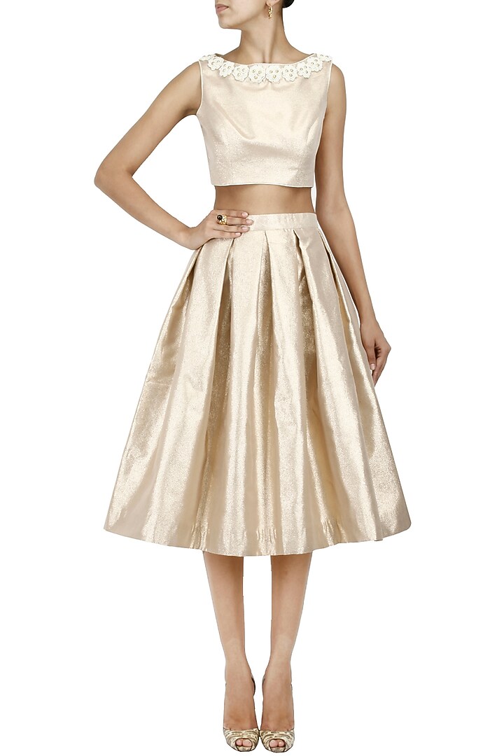 Chardonnay midi skirt and crop top set available only at Pernia's Pop-Up Shop.