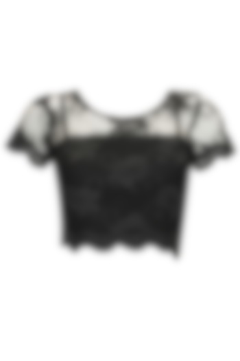 Black chantilly lace crop top available only at Pernia's Pop-Up Shop.