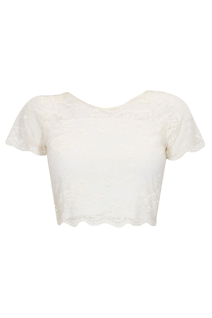 Cream chantilly lace crop top available only at Pernia's Pop-Up Shop