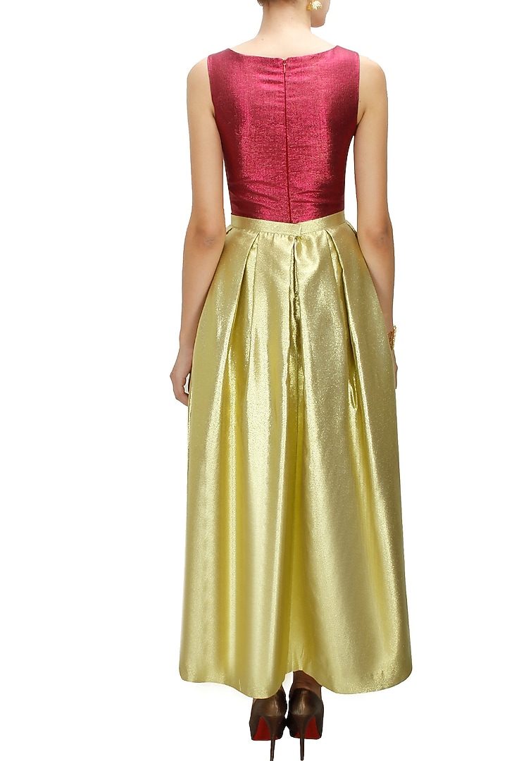 Gold shimmer pleated maxi skirt available only at Pernia's Pop-Up Shop