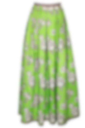 Lime green floral print maxi skirt available only at Pernia's Pop-Up Shop.
