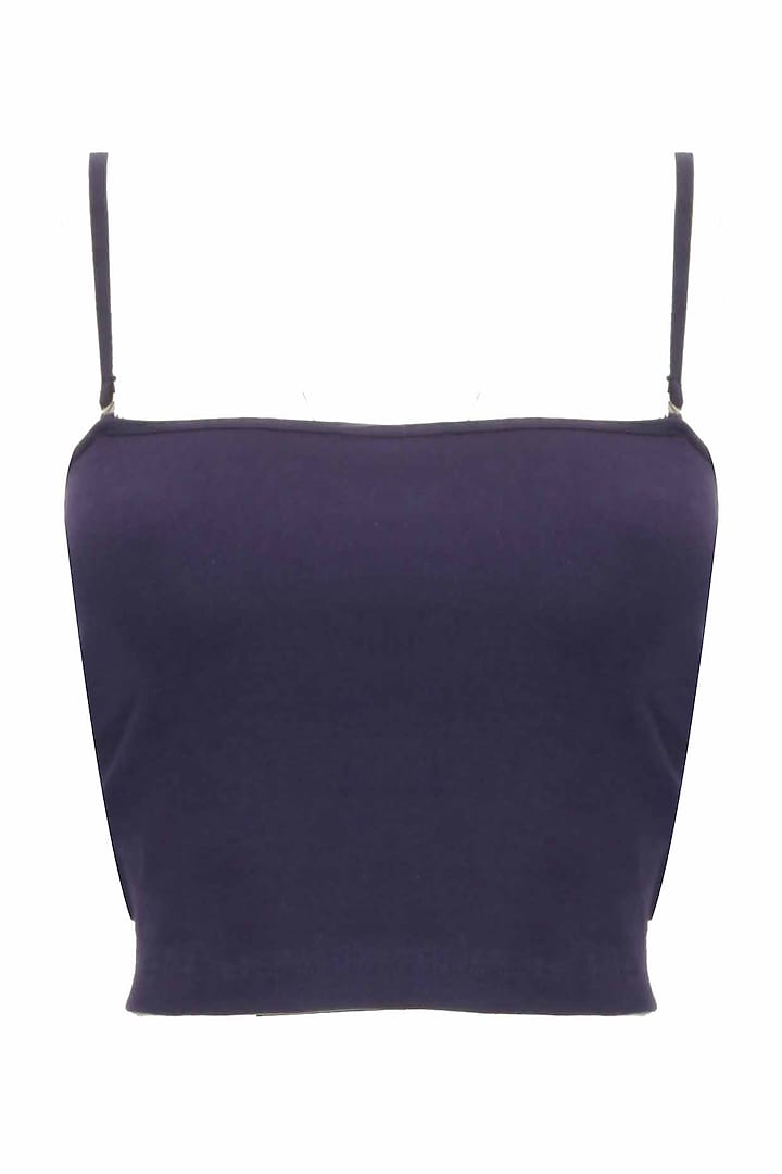 Deep blue chantilly lace crop top available only at Pernia's Pop-Up Shop.