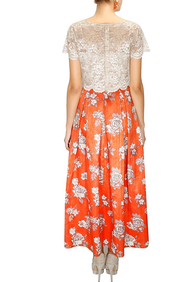Orange rose print maxi skirt available only at Pernia's Pop-Up Shop.