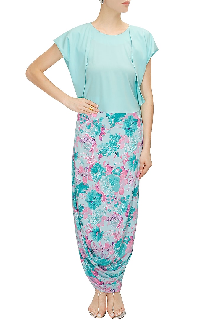 Aqua folded flap sleeves blouse available only at Pernia's Pop-Up Shop.