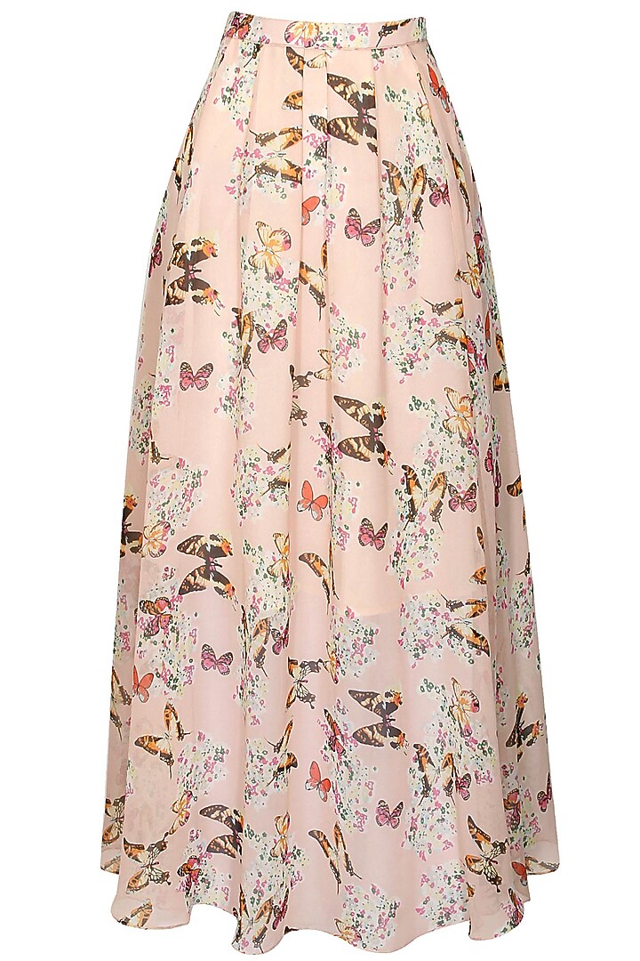 Blush pink printed maxi skirt with halter neck blouse available only at Pernia's Pop-Up Shop.