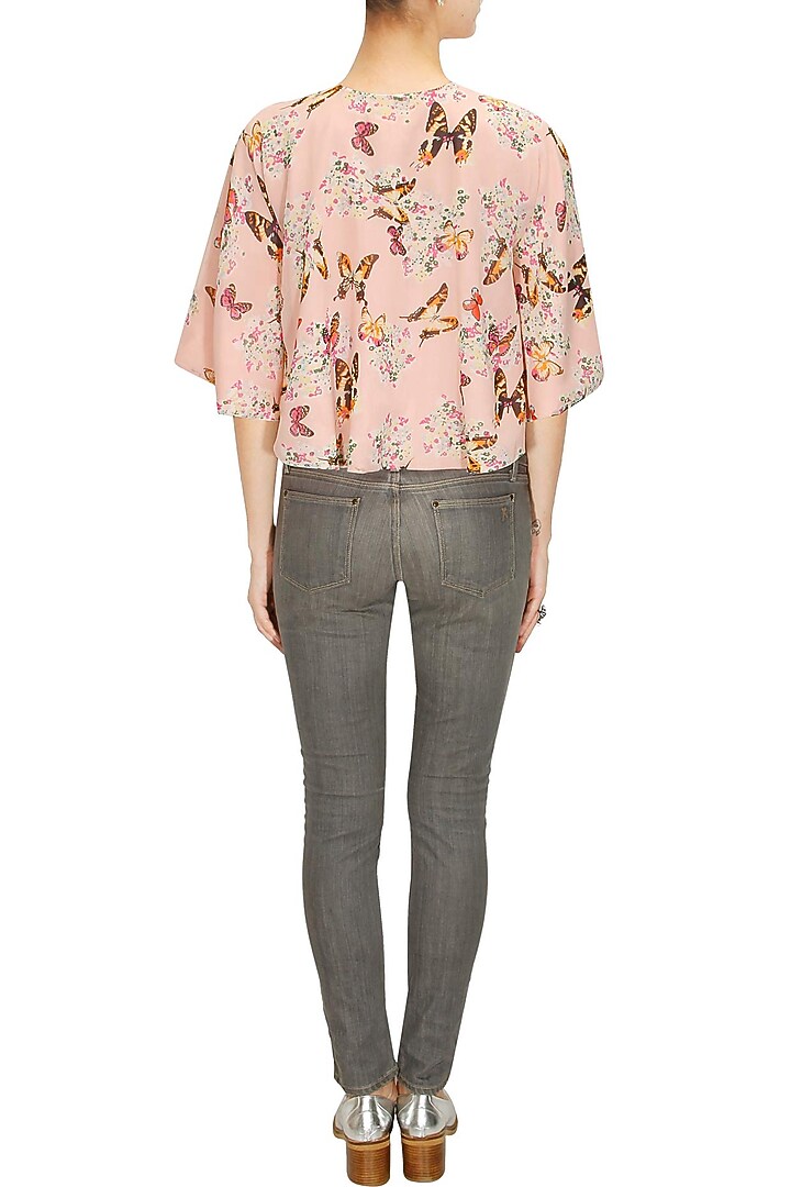 Blush pink papillion printed short cape available only at Pernia's Pop-Up Shop.