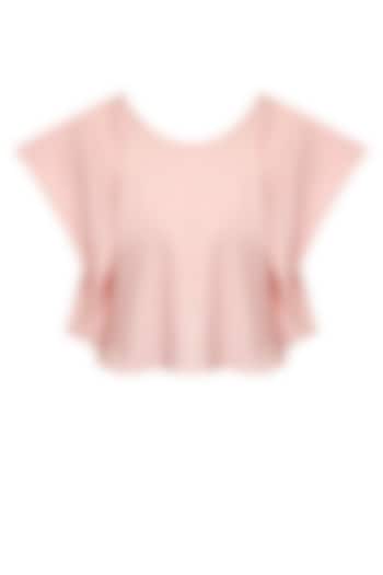 Blush pink folded flap sleeves blouse by Sonal Kalra Ahuja