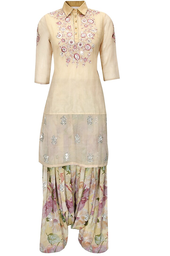 Ivory embroidered kurta set available only at Pernia's Pop-Up Shop.