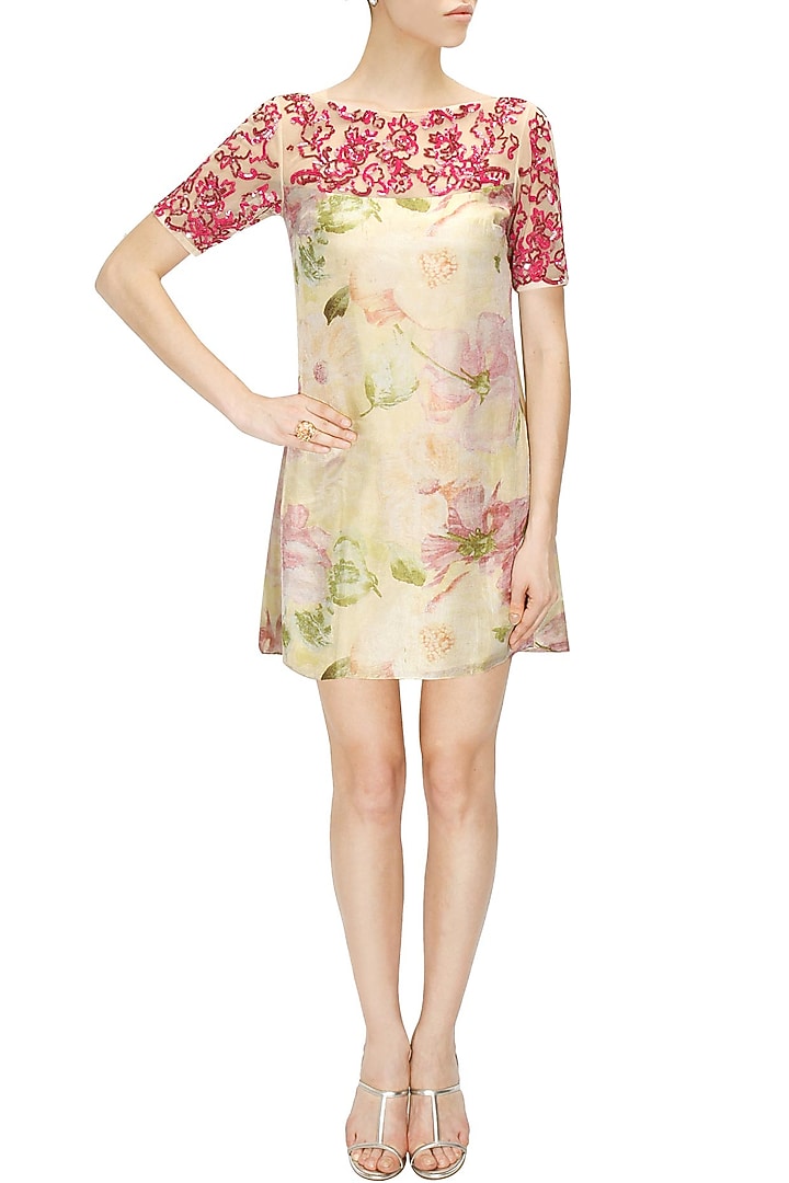 Mutli-colour floral printed short dress available only at Pernia's Pop-Up Shop.