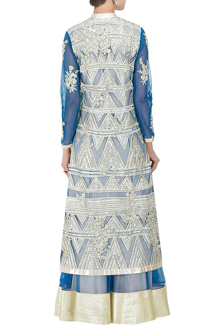Blue gota applique jacket with lehenga available only at Pernia's Pop-Up Shop