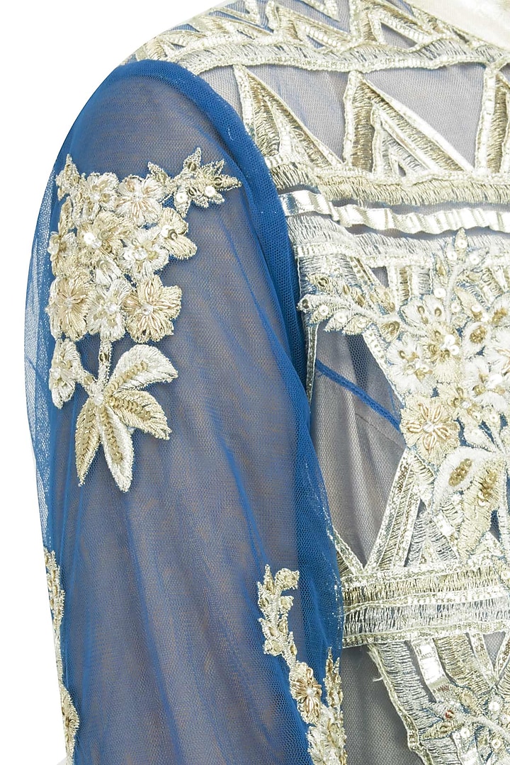 Blue gota applique jacket with lehenga available only at Pernia's Pop-Up Shop