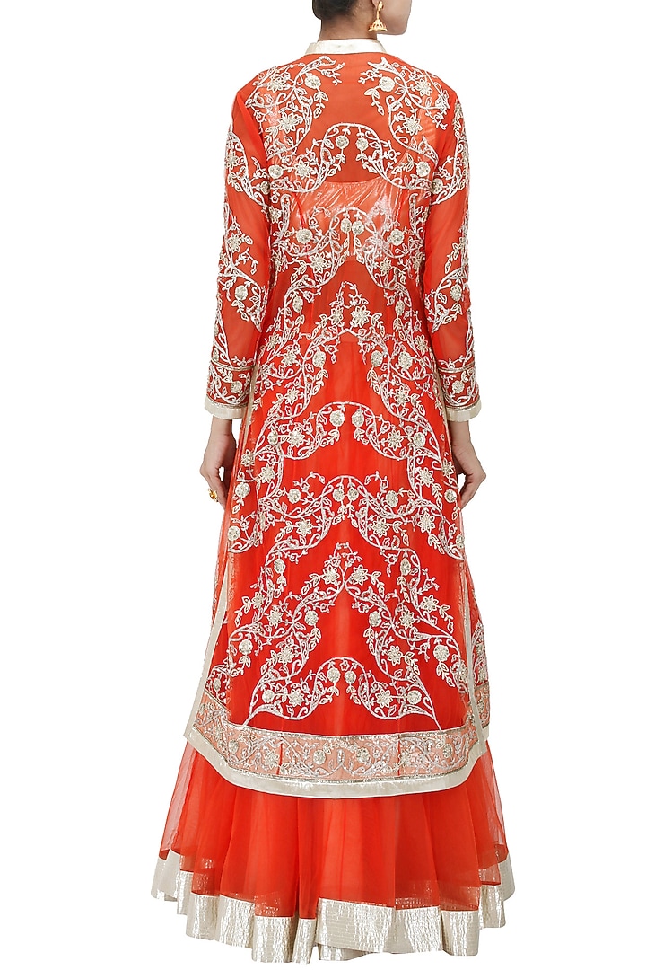 Orange sequins and gota embroidered lehenga set available only at Pernia's Pop-Up Shop.