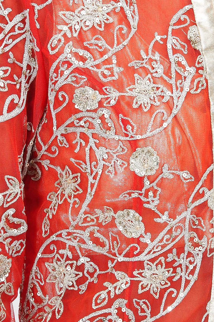 Orange sequins and gota embroidered lehenga set available only at Pernia's Pop-Up Shop.