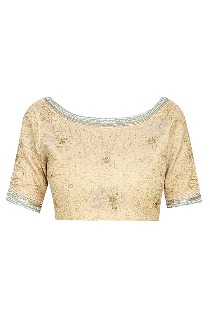 Light blue and gold zari embroidered lehenga set available only at Pernia's Pop Up Shop.