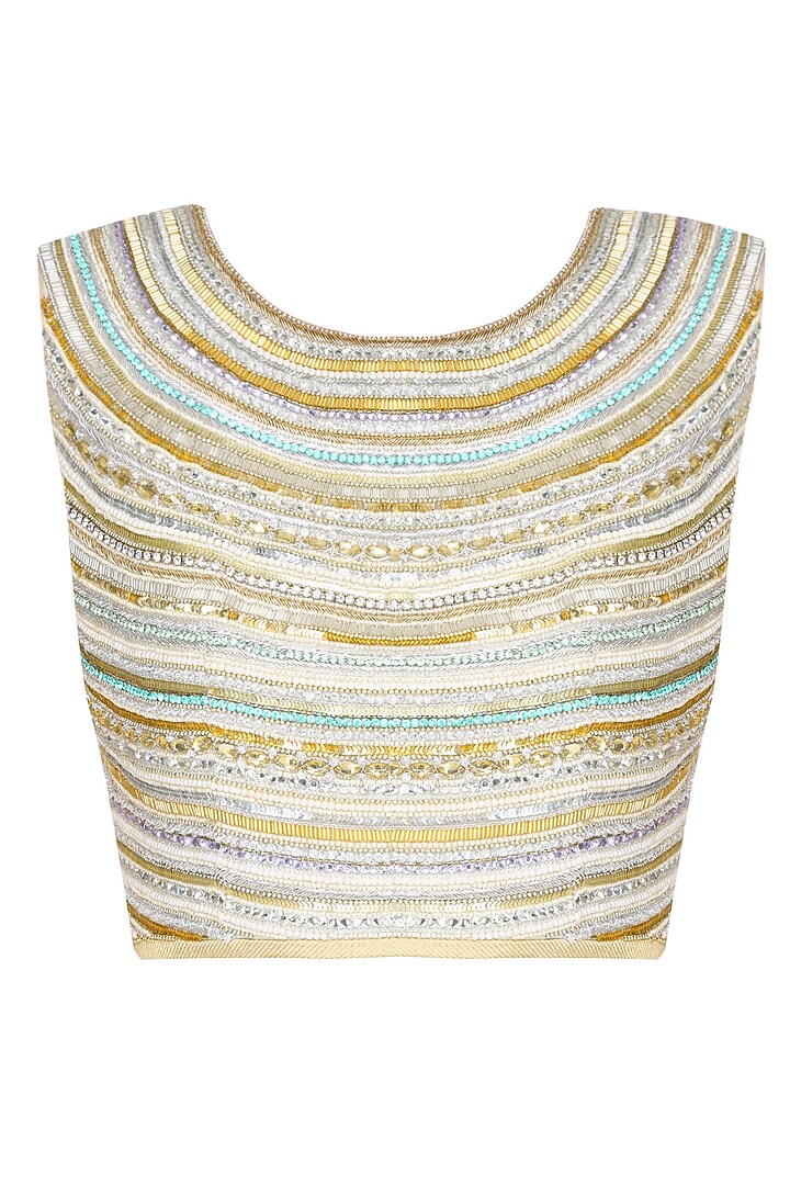Light blue shimmer saree with sleeveless sequinned blouse available only at Pernia's Pop Up Shop.
