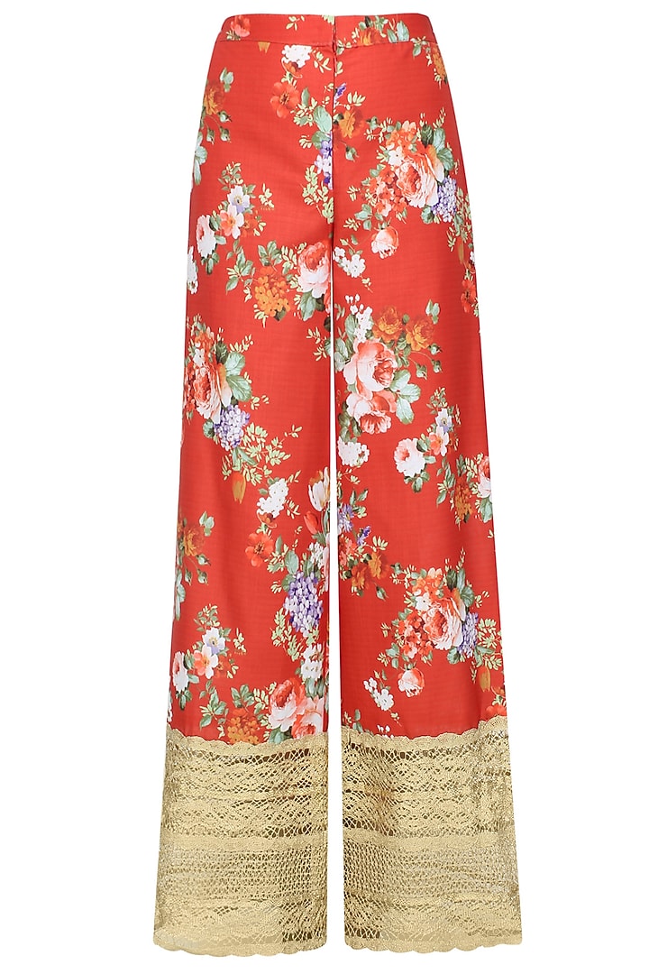 White floral embroidered straight kurta set with floral broad pants available only at Pernia's Pop Up Shop.