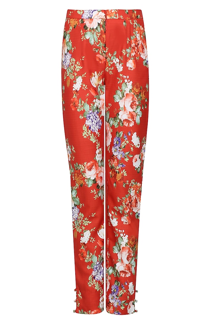 White floral embroidered kalidaar kurta set with straight pants available only at Pernia's Pop Up Shop.